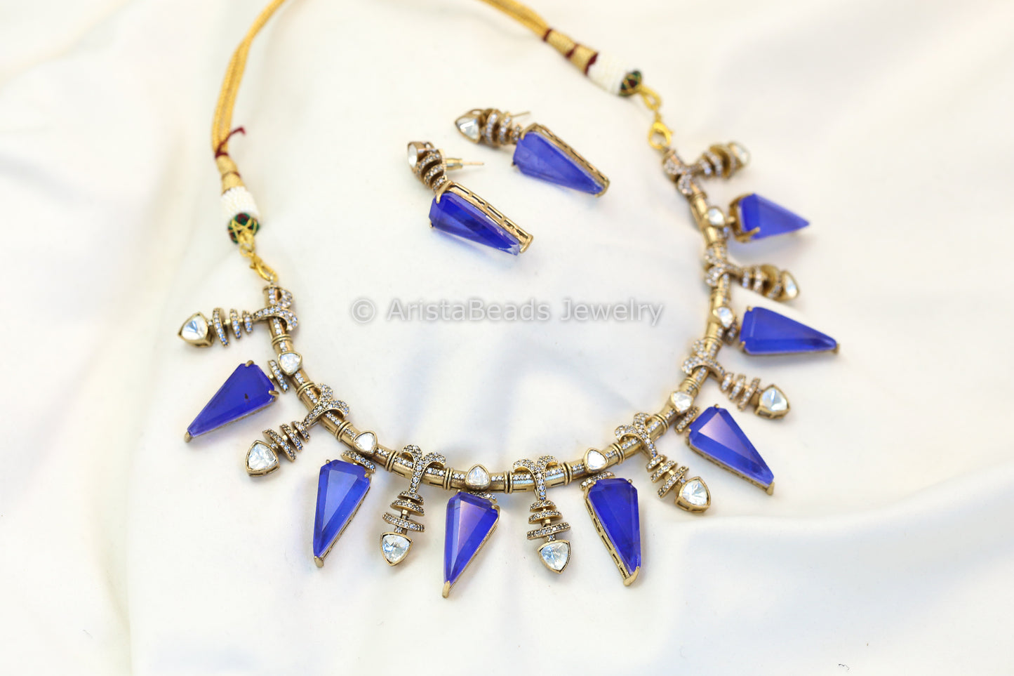 Premium Blue Doublet & Moissanite Set (102-98)