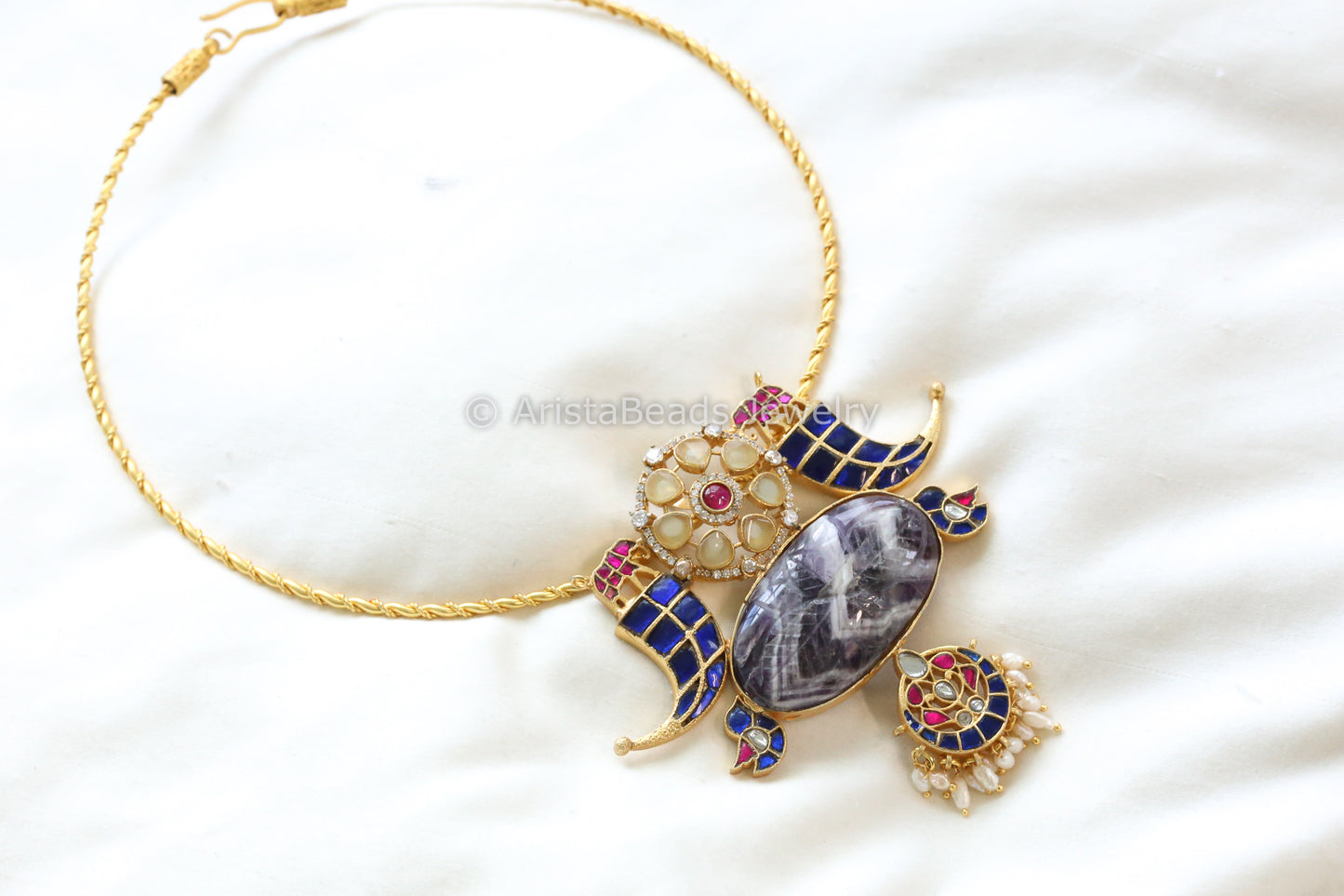 Sunehri Fusion Amethyst & Kundan Necklace (102-11)