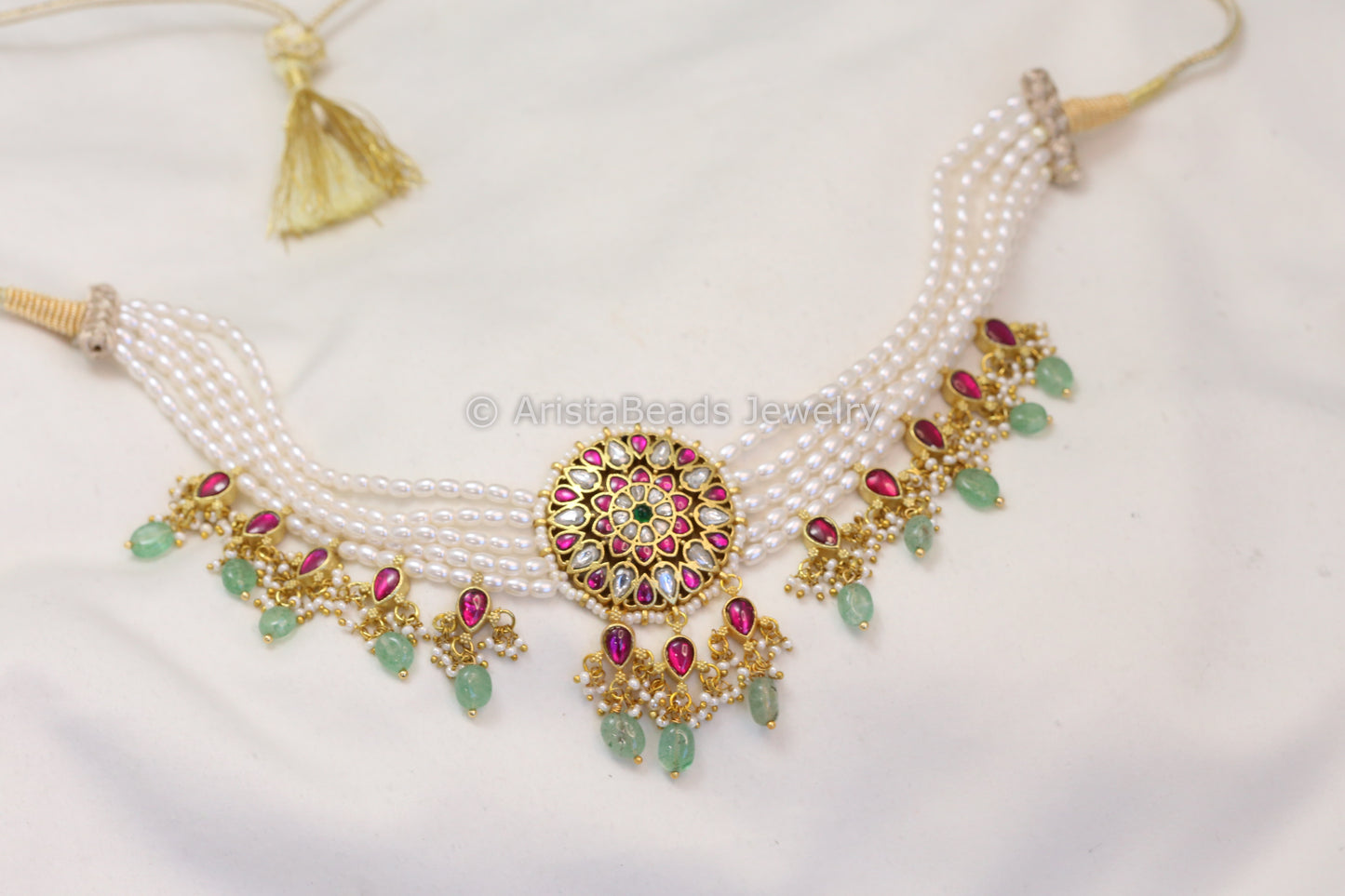 Jadau Kundan Choker Necklace - Multicolor