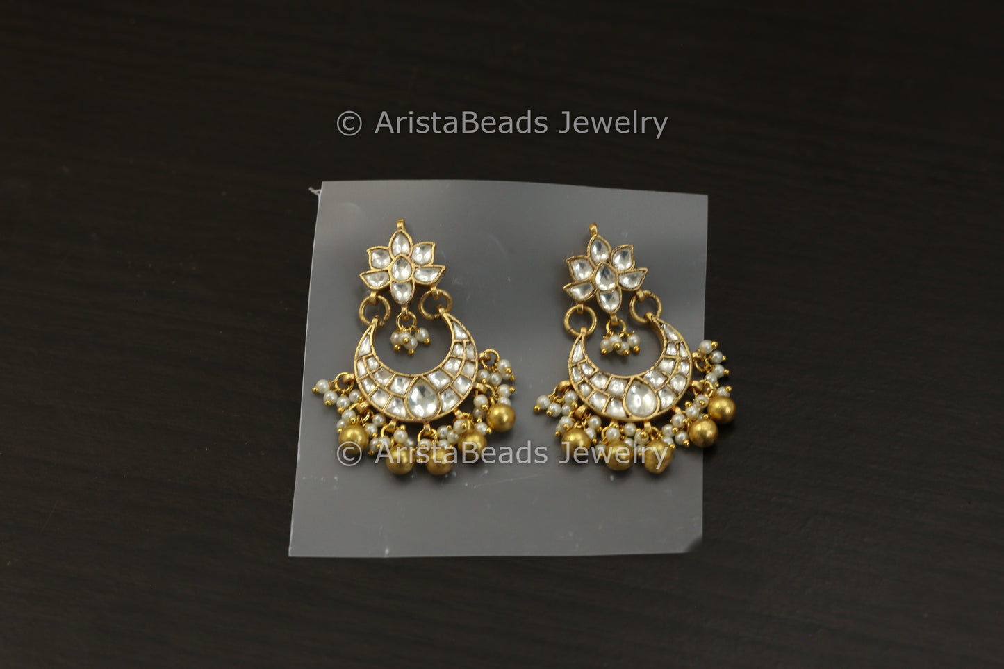 Beautiful Pachi Kundan Chandbaali - Green