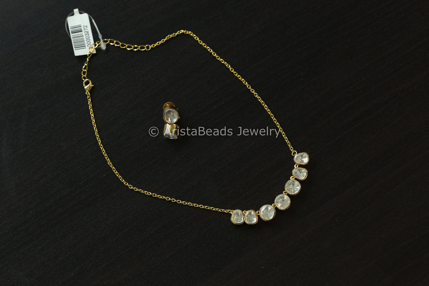 Dainty Uncut Polki Necklace Set (102-49)