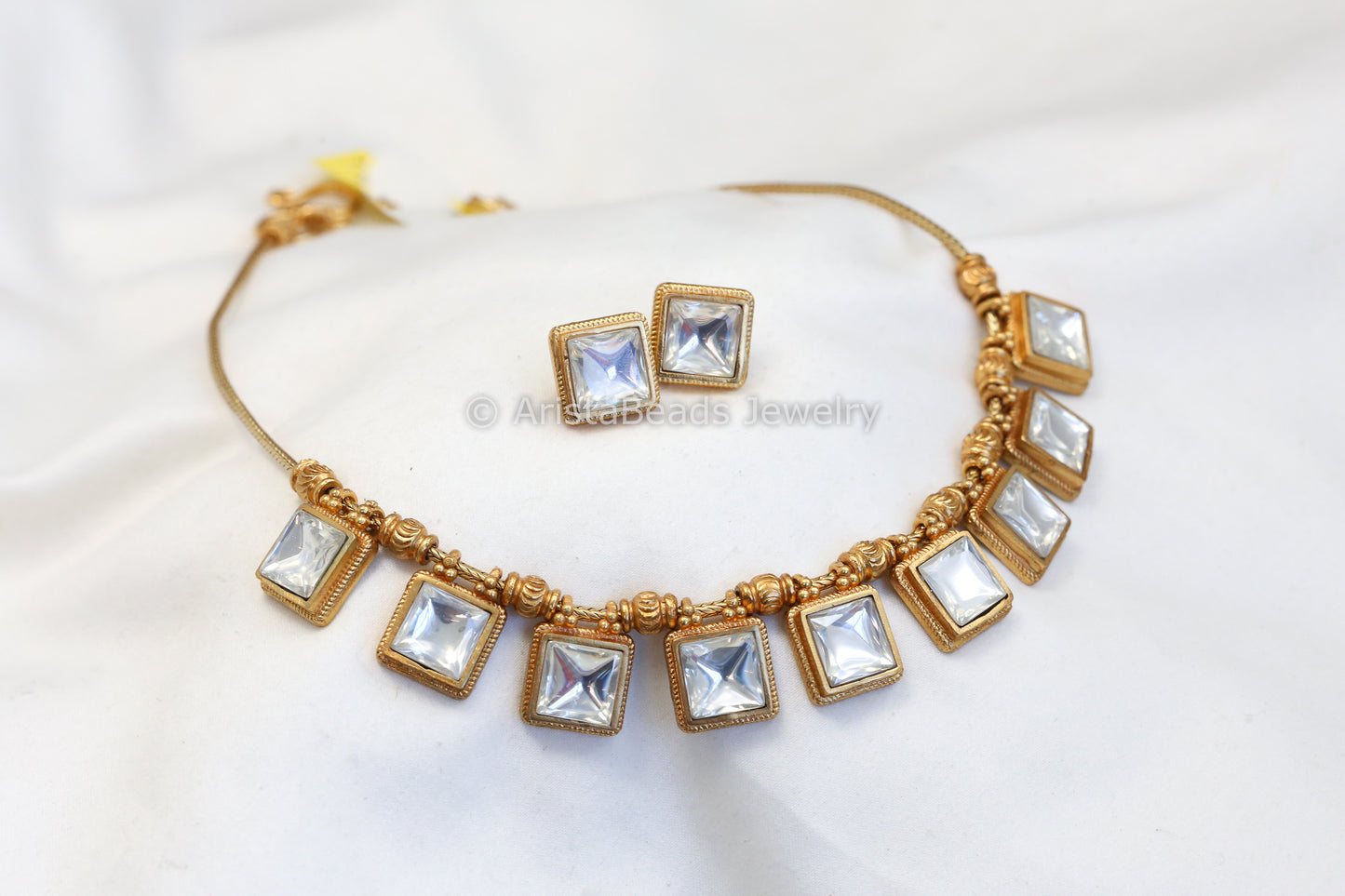 Clear Kundan Poki Necklace Set (ABJ-N101-25)