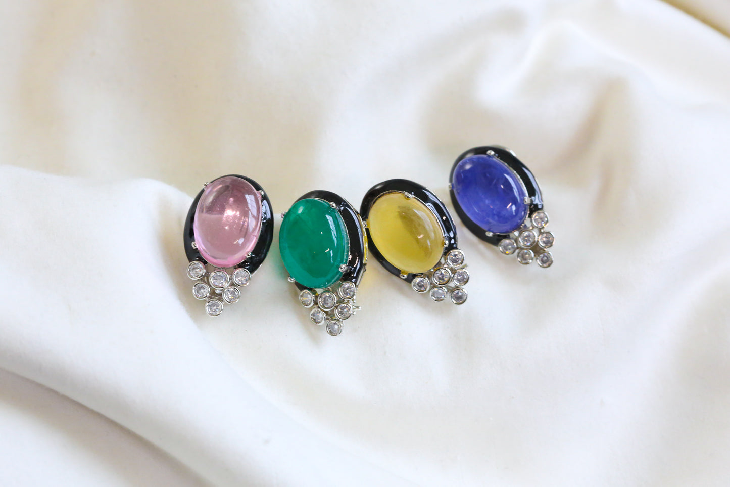 Premium Doublet, CZ & Enamel Earrings (101-13)