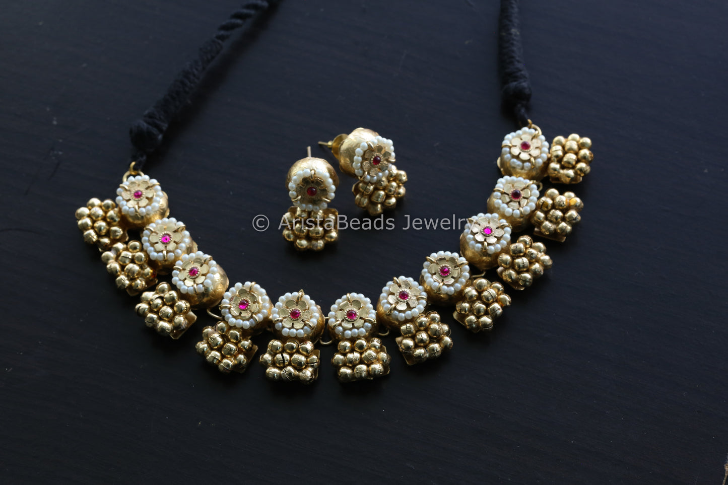 Gold Ghungroo Kemp Necklace Set