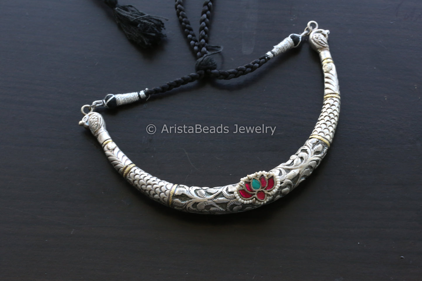 Nakshi Jadau Kundan Designer Hasli - Ruby Turquoise