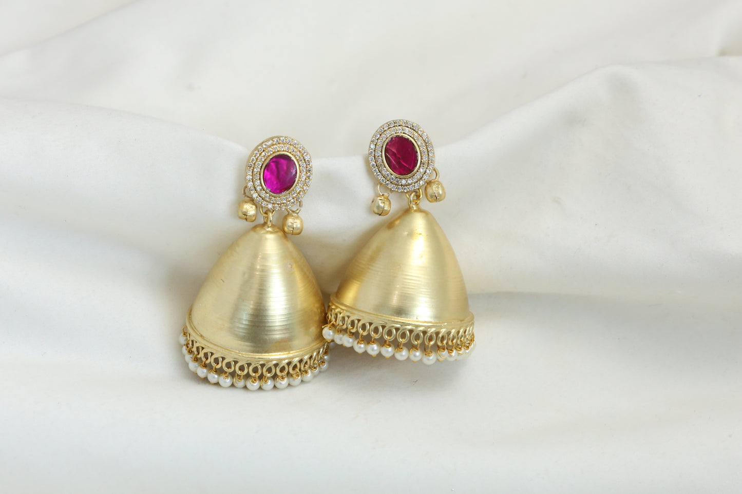 Matt Gold Jhumka - Pink