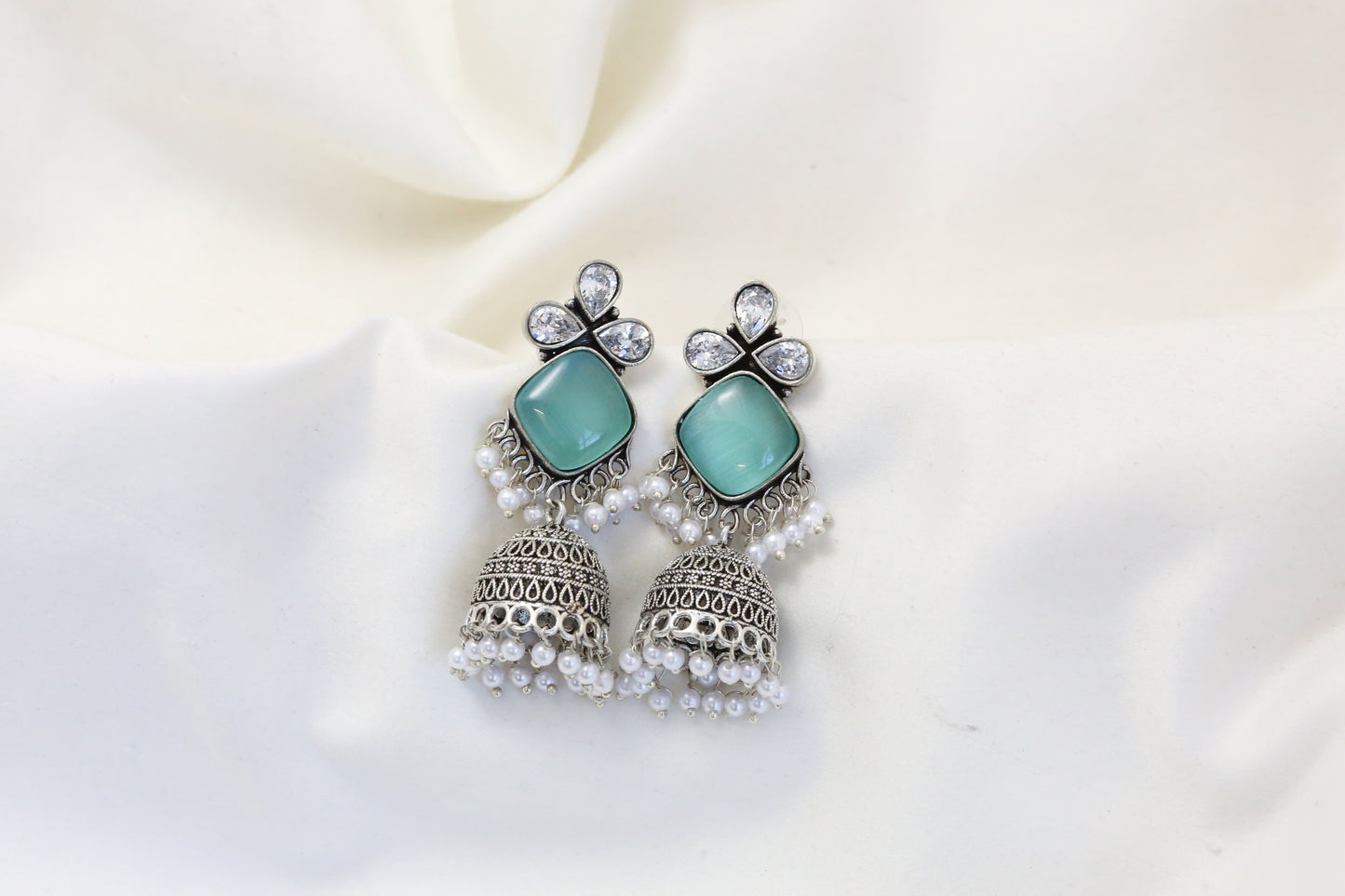 Anjani Oxidized Jhumka - Mint