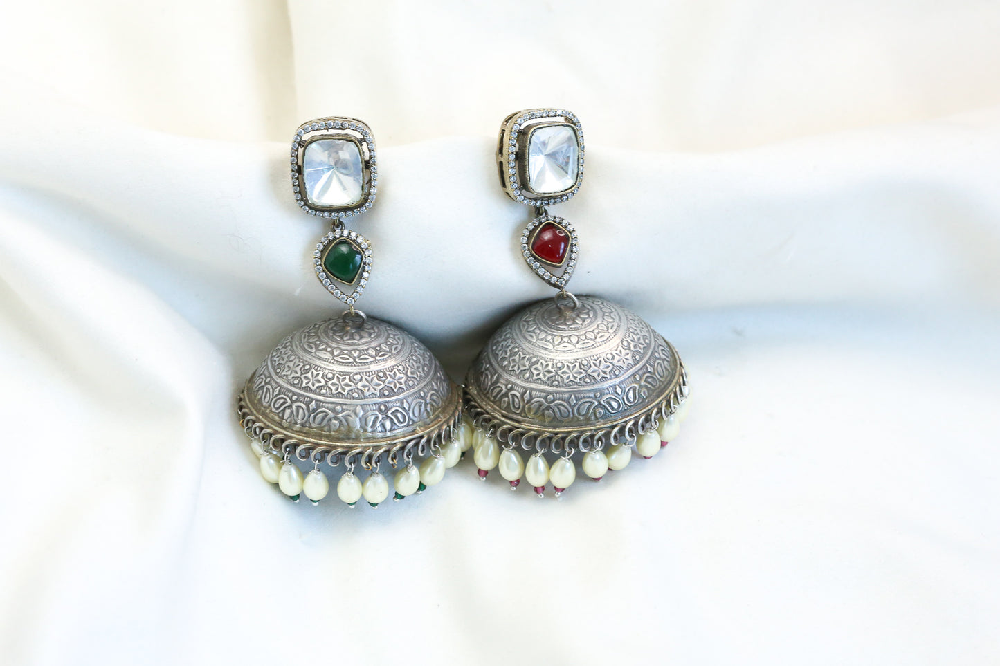 Large Kundan Fusion Jhumka  - ABJOC-18