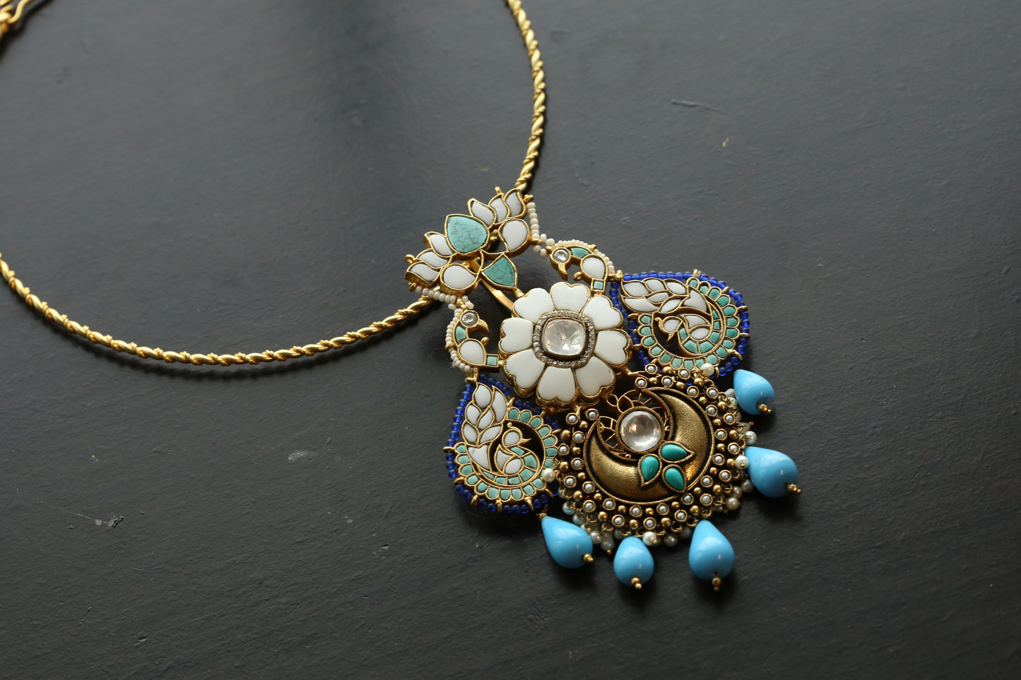 Jadau Fusion Turquoise Necklace Set