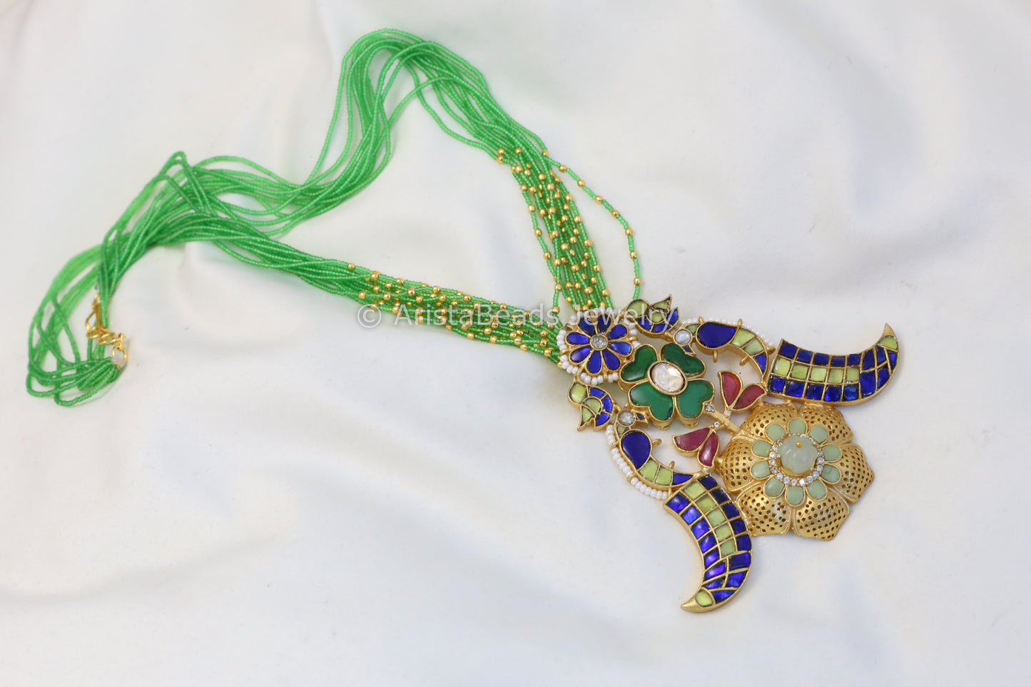 Handmade Jadau Kundan Tiger Nail Necklace