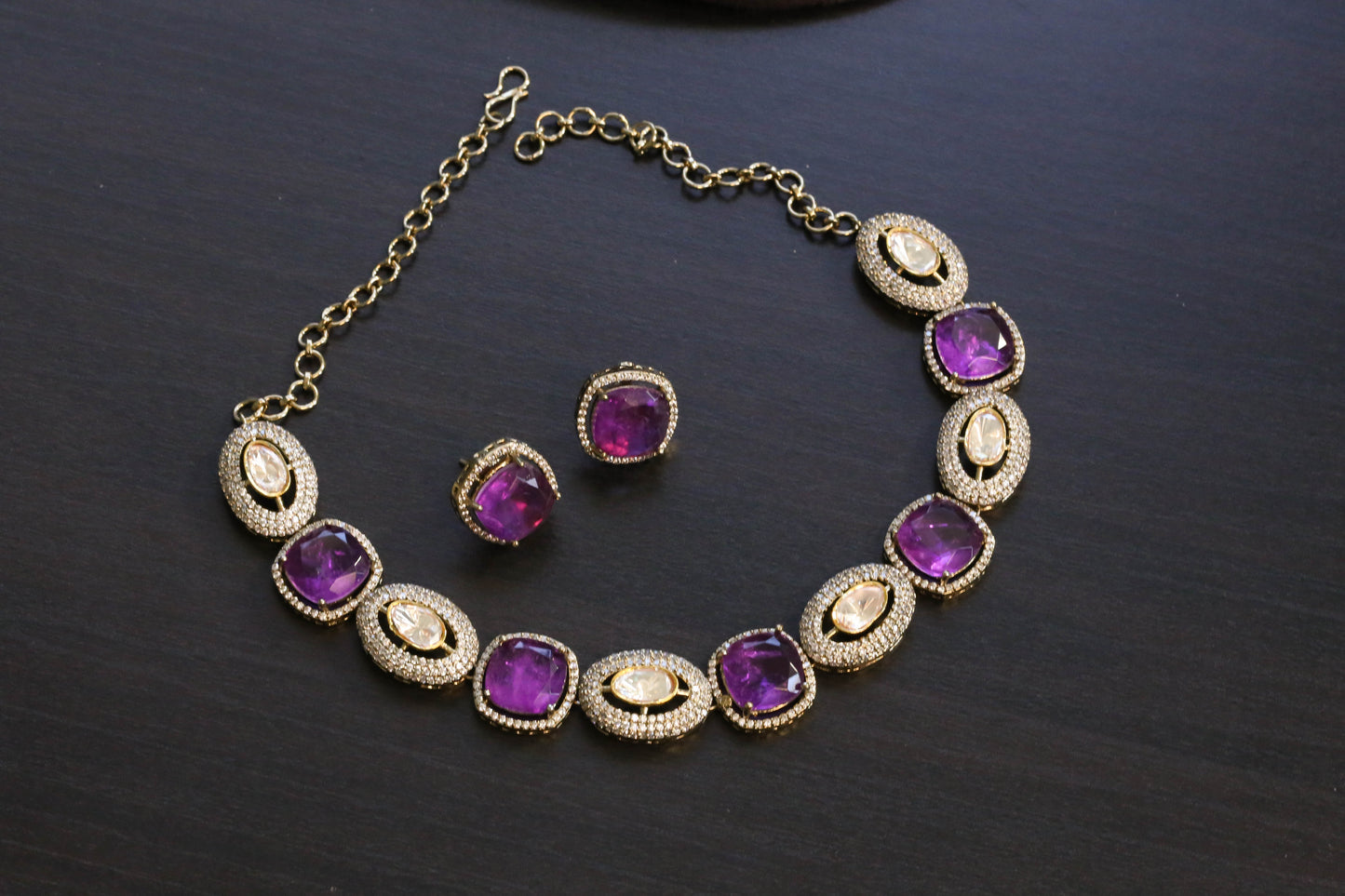 Real Moissanite & Purple Doublet Set (103-61)