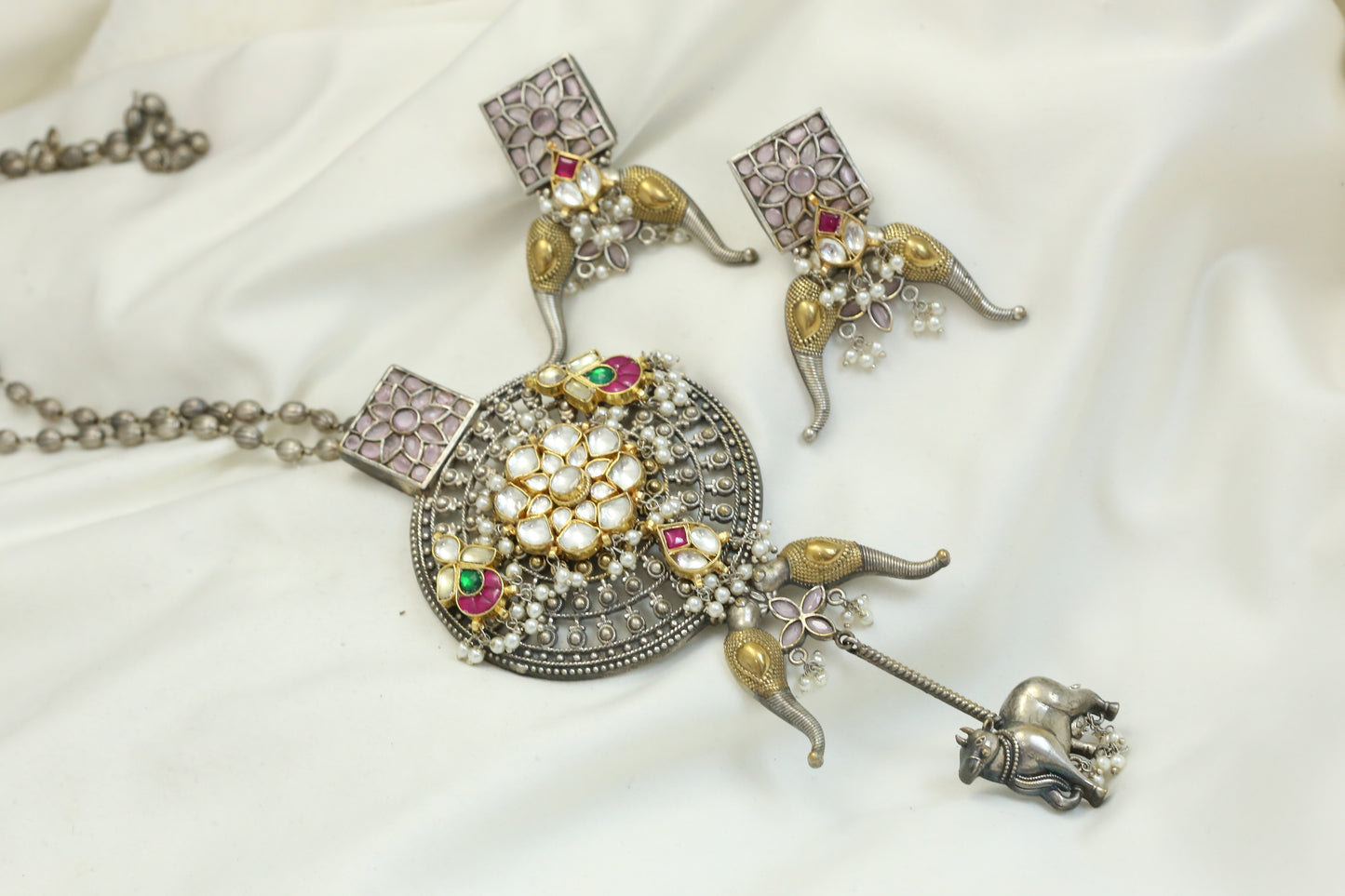 Fusion Kundan Dual Tone Necklace Set
