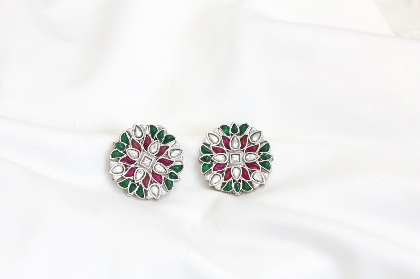 Simran Kundan Studs -Ruby Green