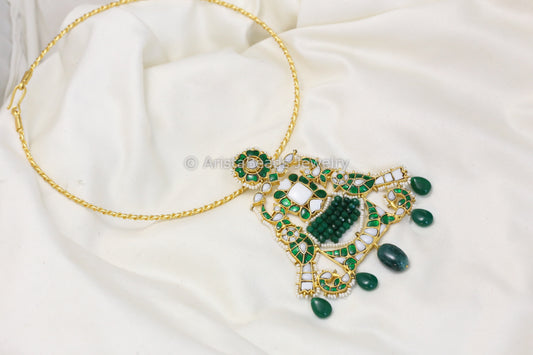 Green MOP Jadau Necklace (Removable Hasli)
