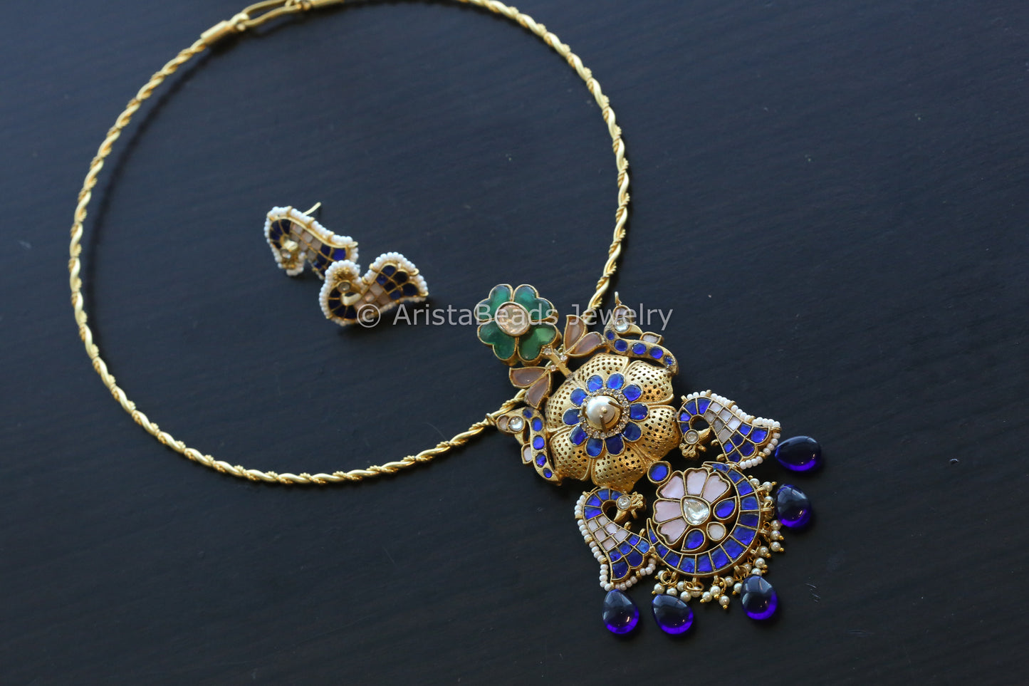 Handmade Fusion Jadau Kundan Hasli Set (ABJ-FP101-2)