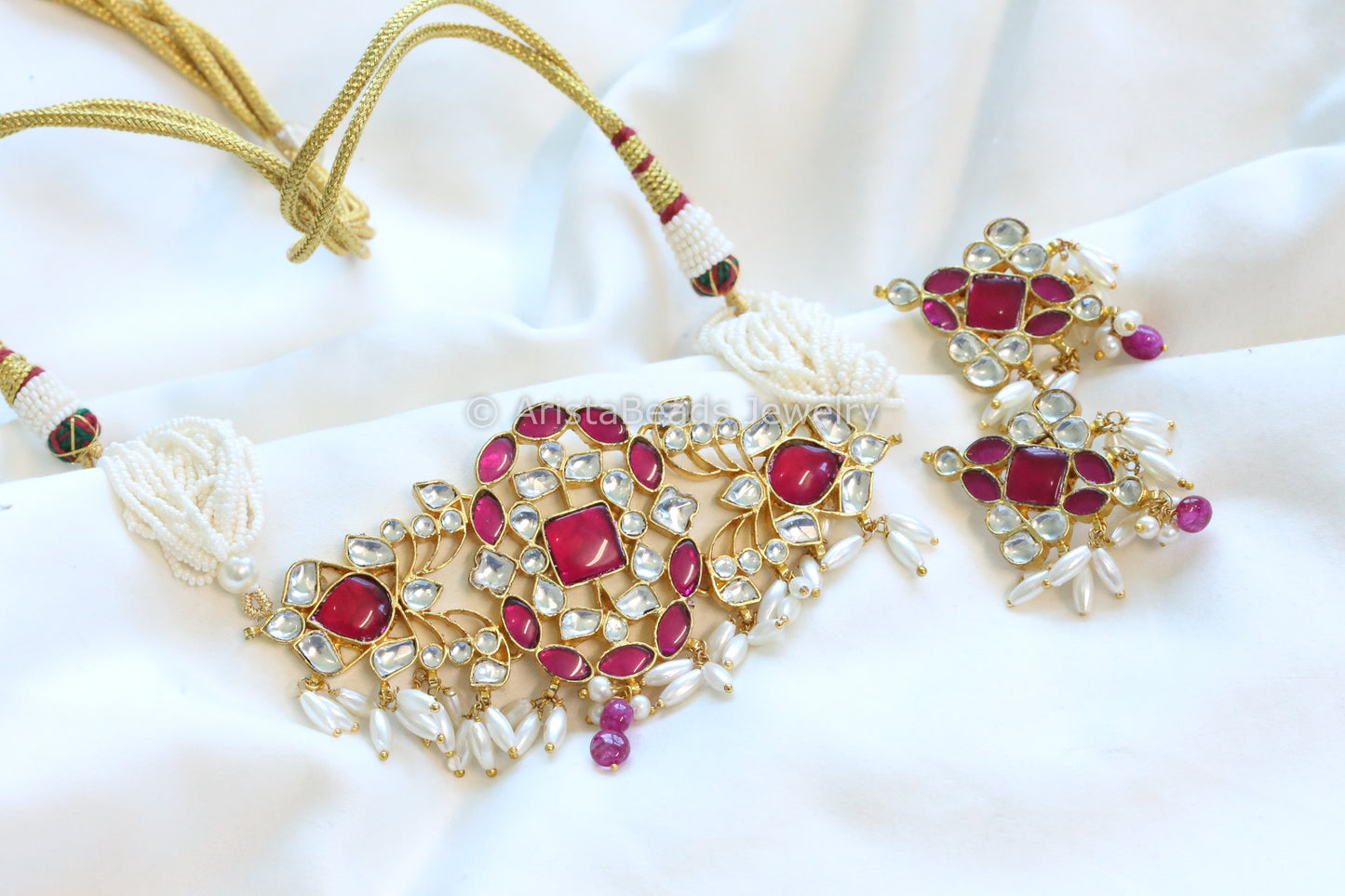 Aaira Pachi Kundan Choker Set (ABJ-N101-86)