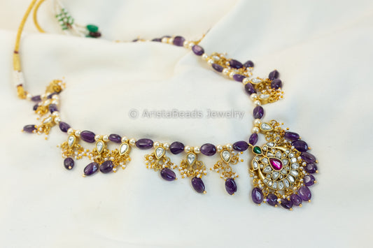 Jadau Kundan & Amethyst Drops Necklace  (102-71)