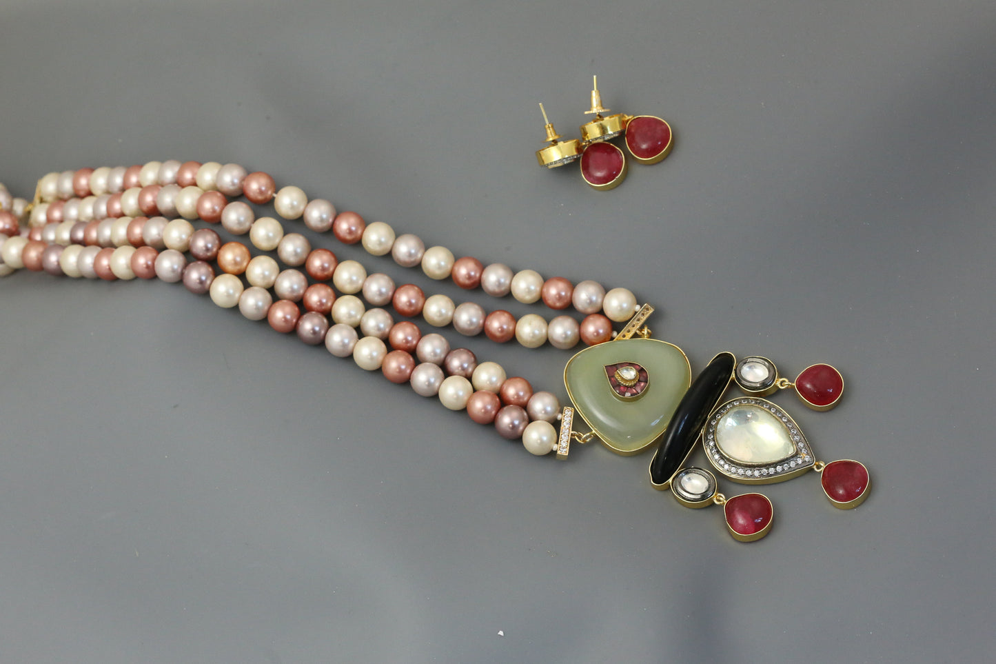 Fusion Kundan Semiprecious Stone Necklace(103-41)