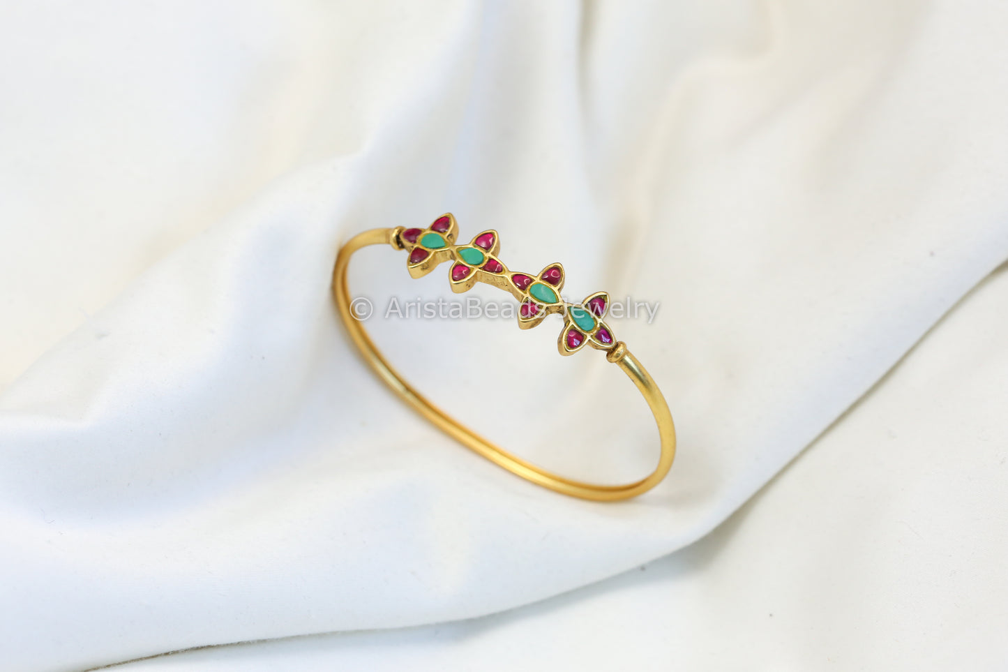 Jadau Bracelet (Openable) - Ruby Turquoise