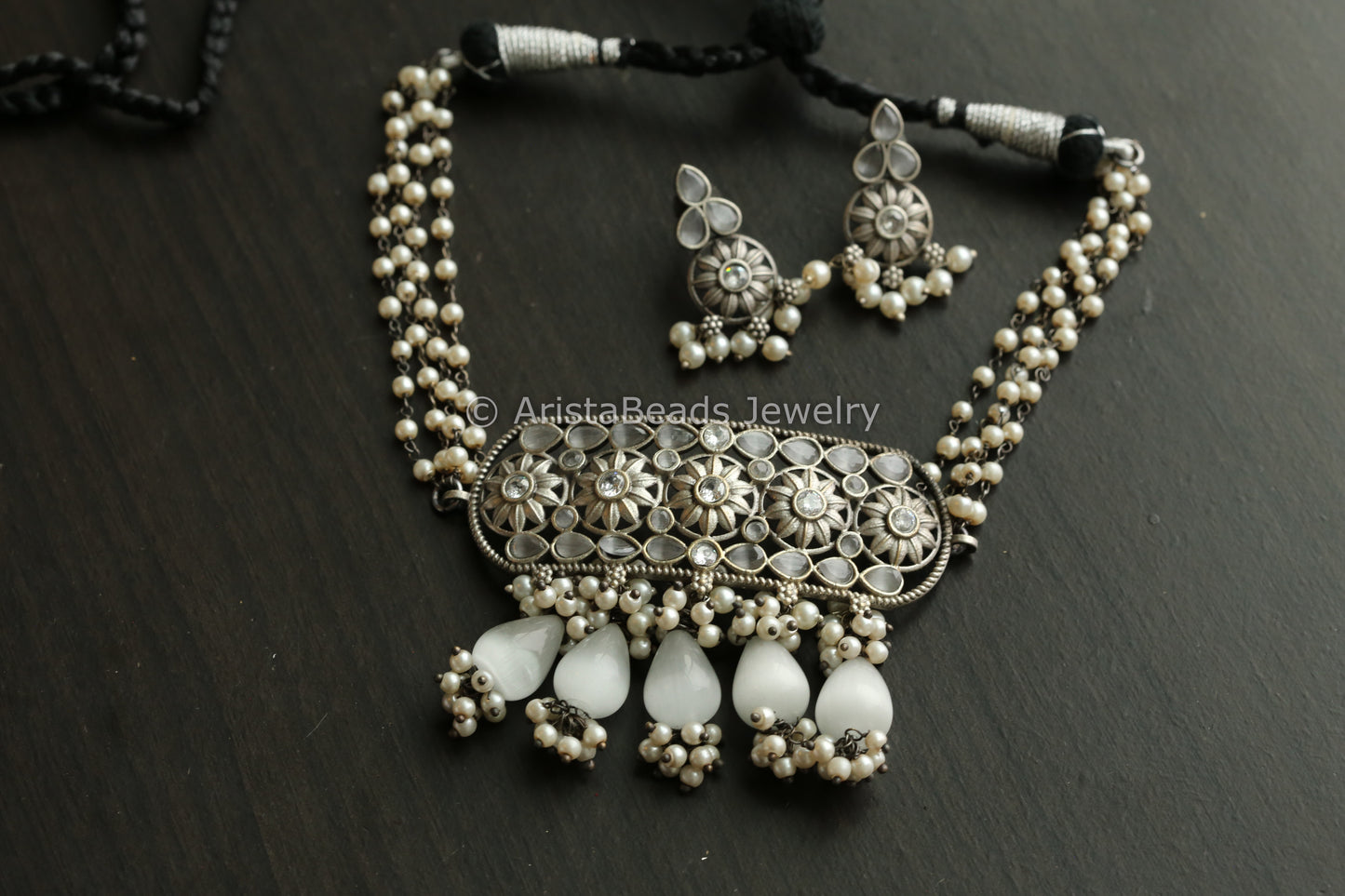 Oxidized Necklace Set -Gray
