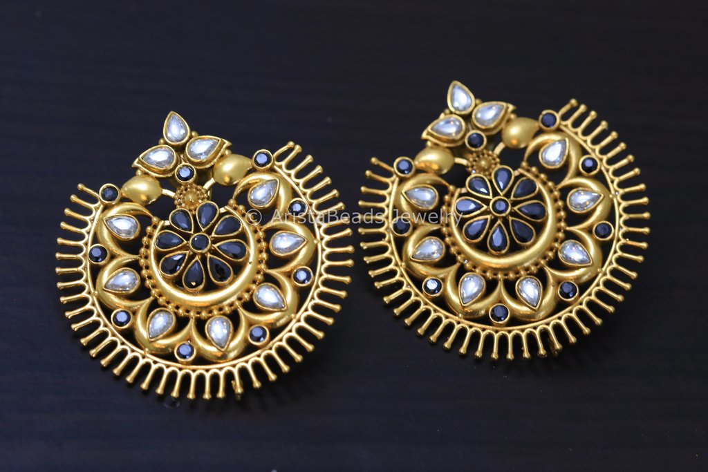 Large Matt Gold Real Look Chandbaali - Colors Available