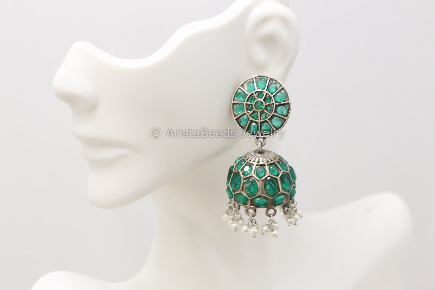 Jadau Look Oxidized Jhumka - Green