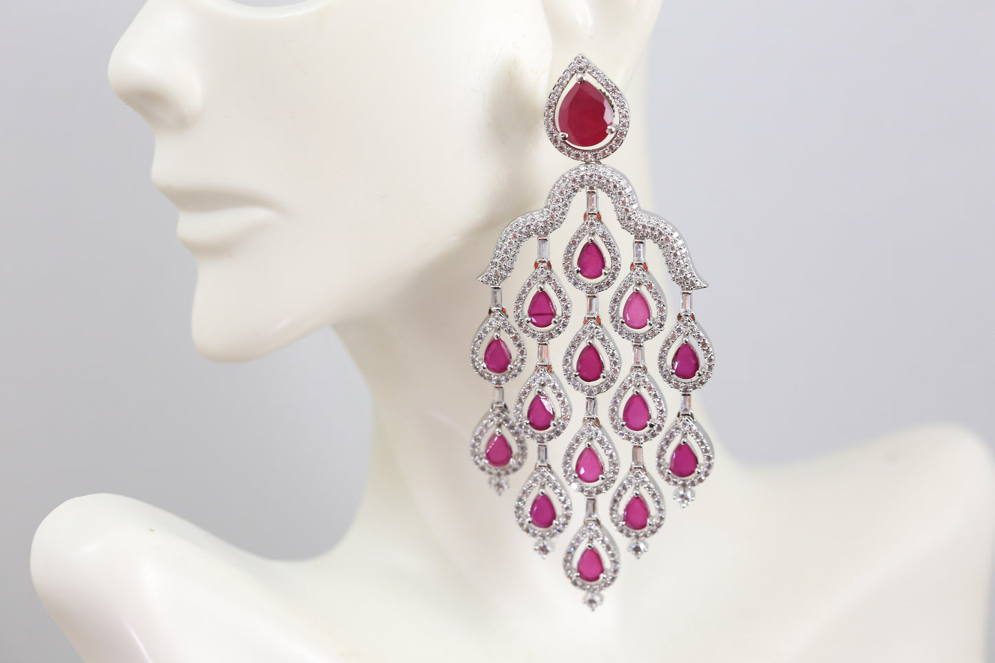Layered Ruby CZ/ AD Earrings