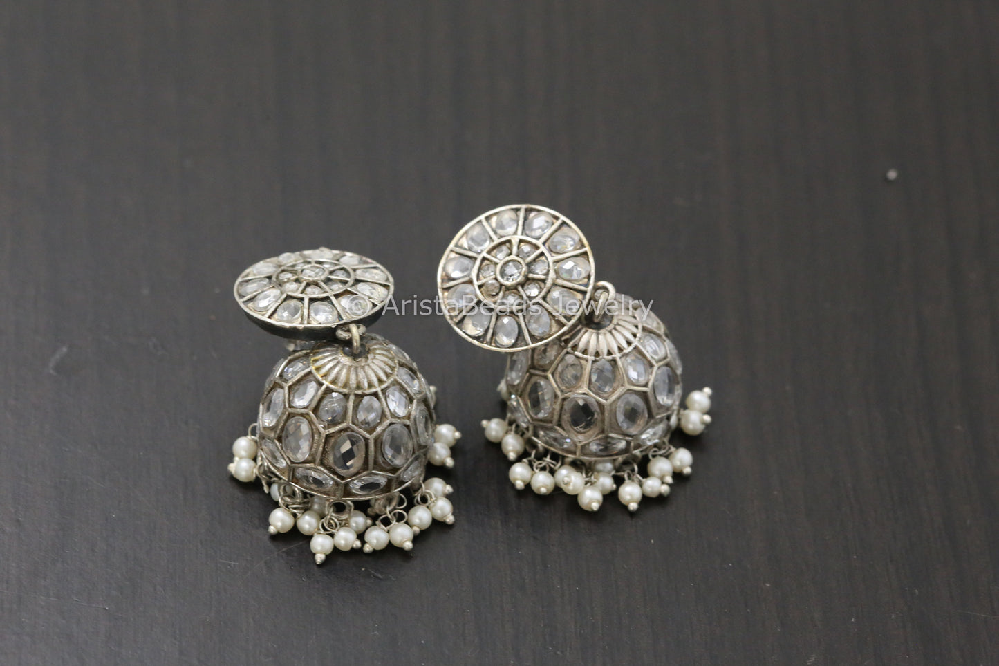 Jadau Look Oxidized Jhumka -Clear