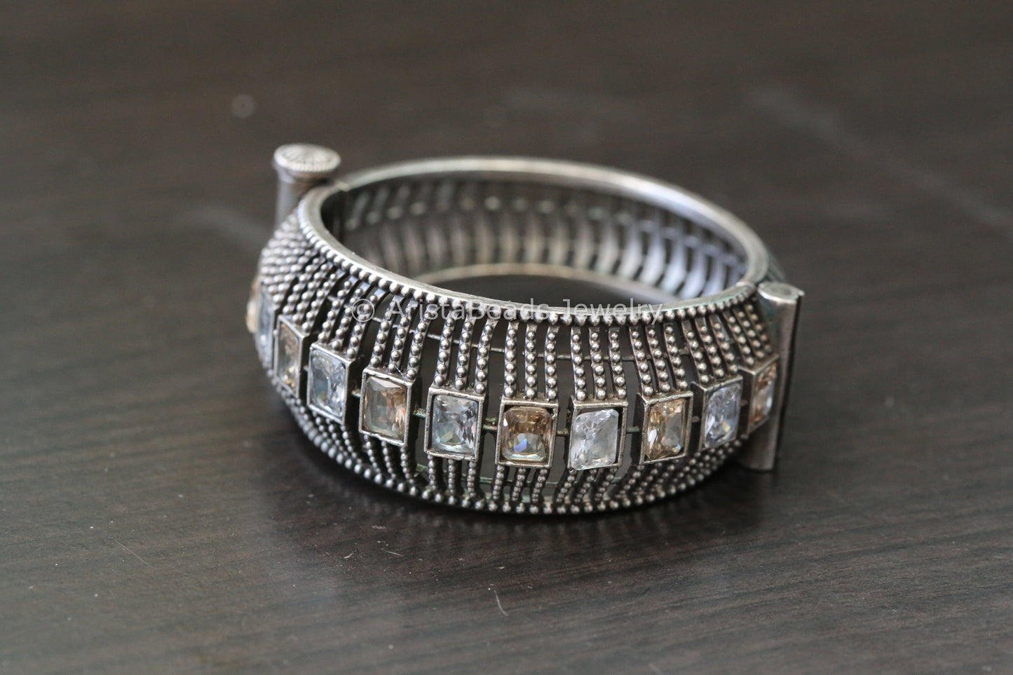 Clear & Champagne Bangle Bracelet (Openable)