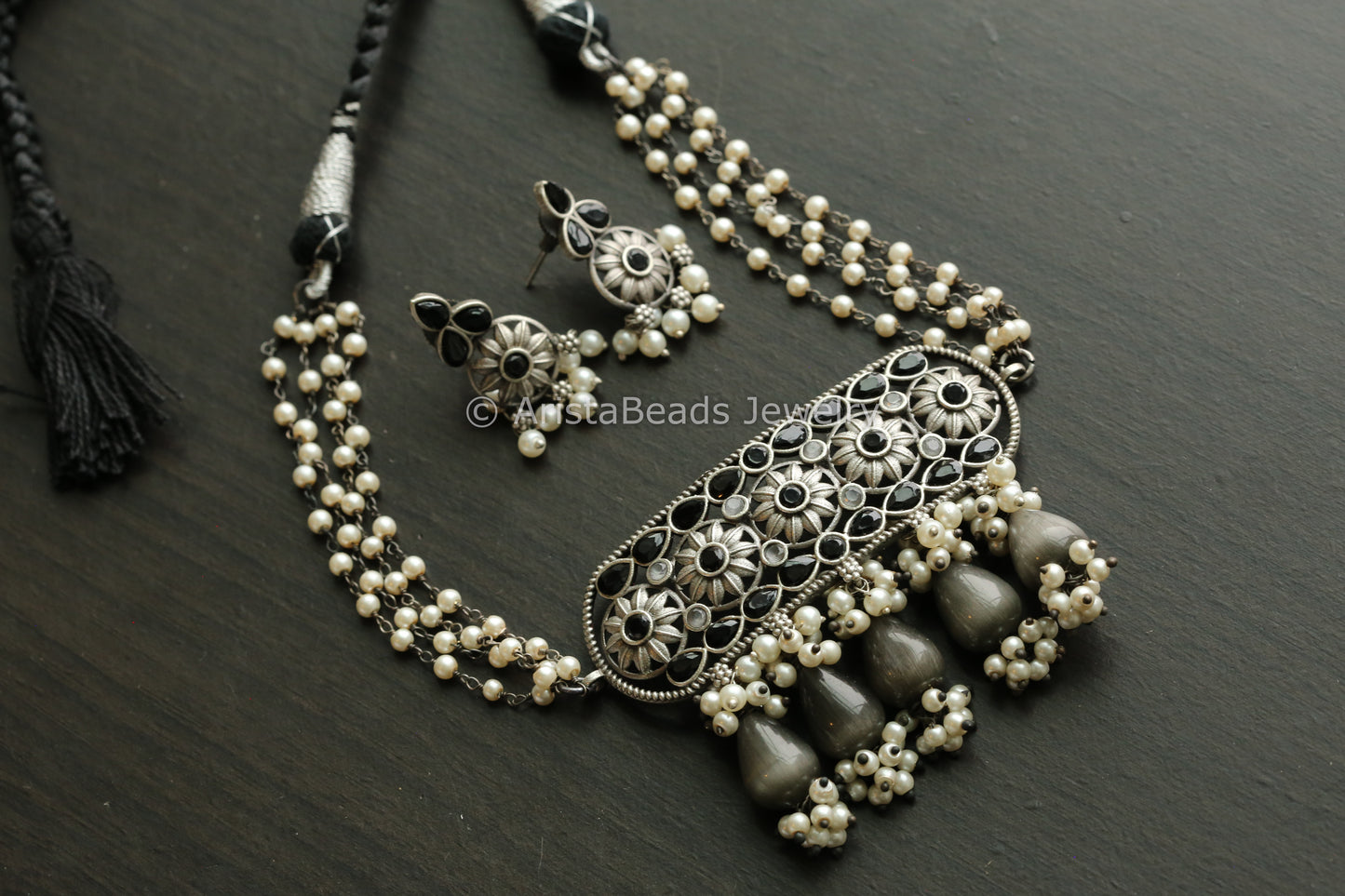 Oxidized Necklace Set -Black