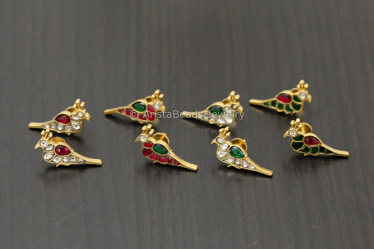 Jadau Real Silver Look Alike Small Bird Earrings