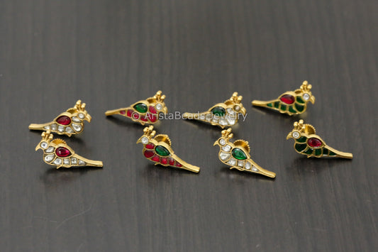 Jadau Real Silver Look Alike Small Bird Earrings