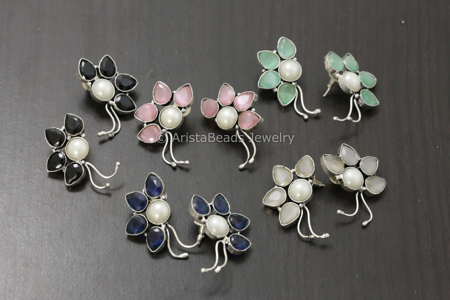 Silver Look Real Pearl Earrings