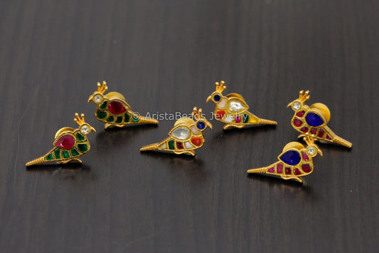 Jadau Real Silver Look Alike Small Bird Earrings