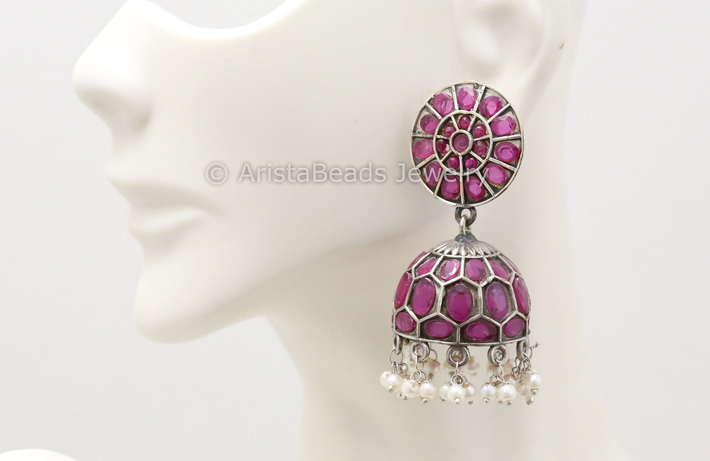 Jadau Look Oxidized Jhumka - Ruby