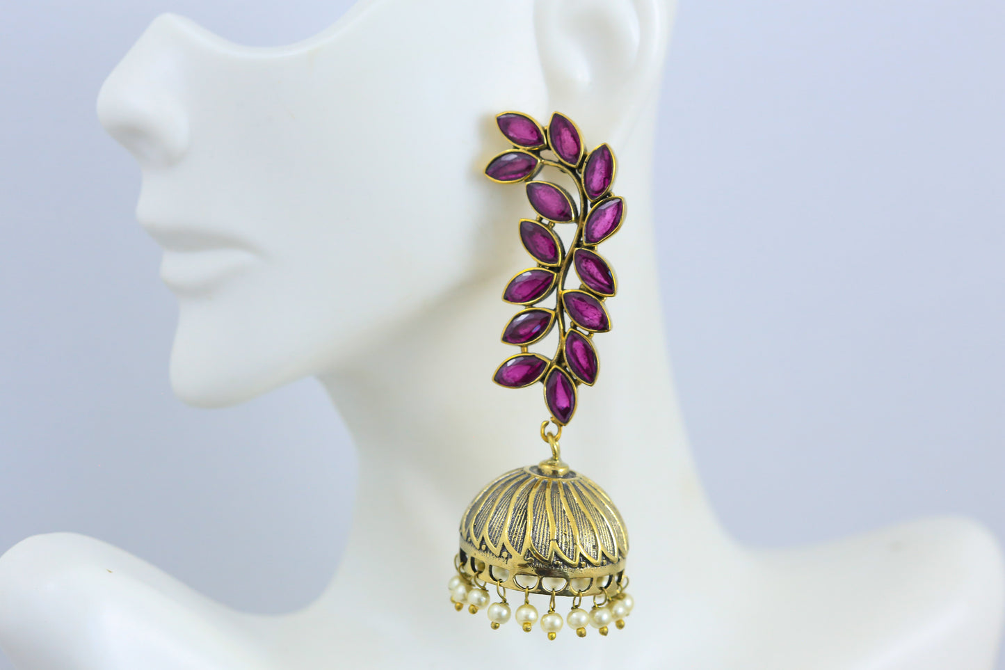 Antique Ruby Pearl Jhumka