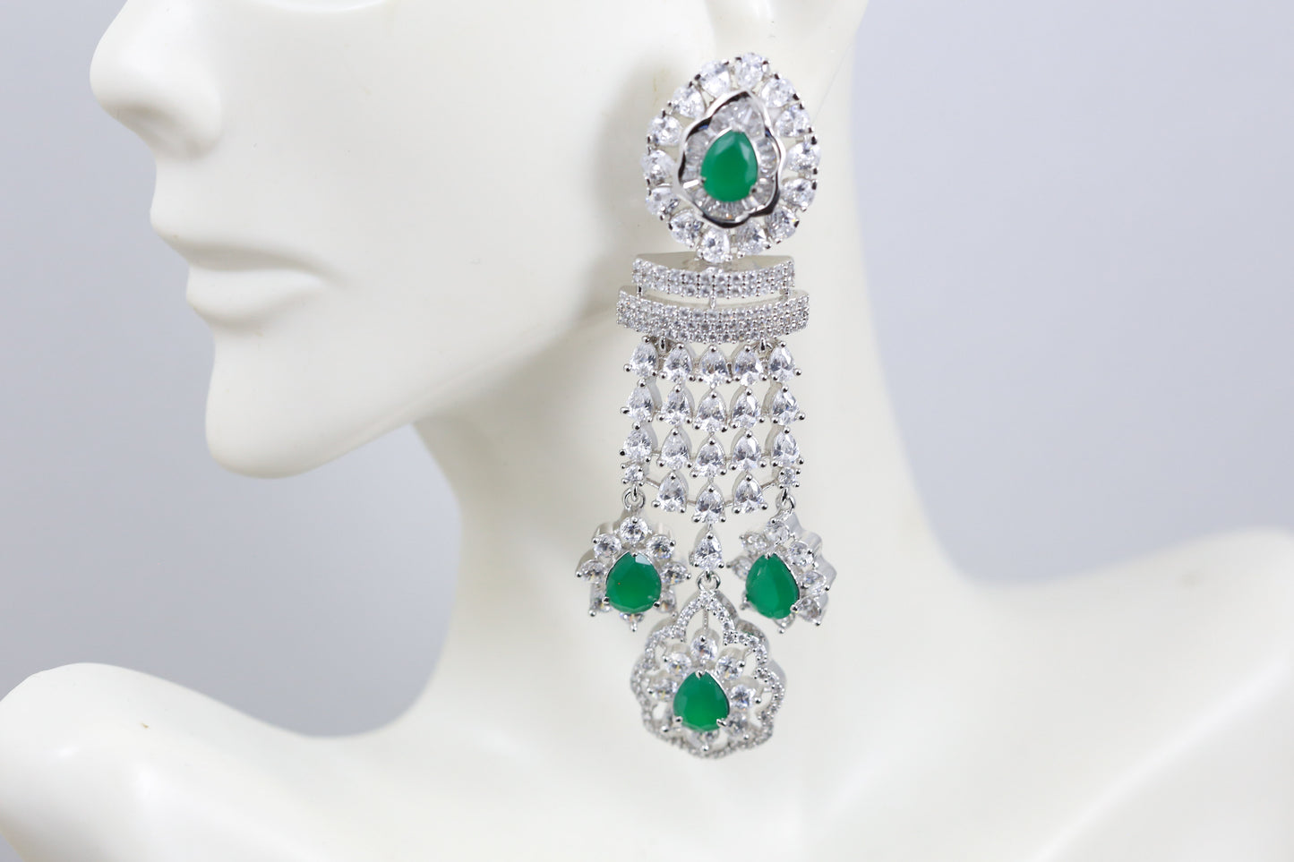 Emerald CZ Drop Earrings