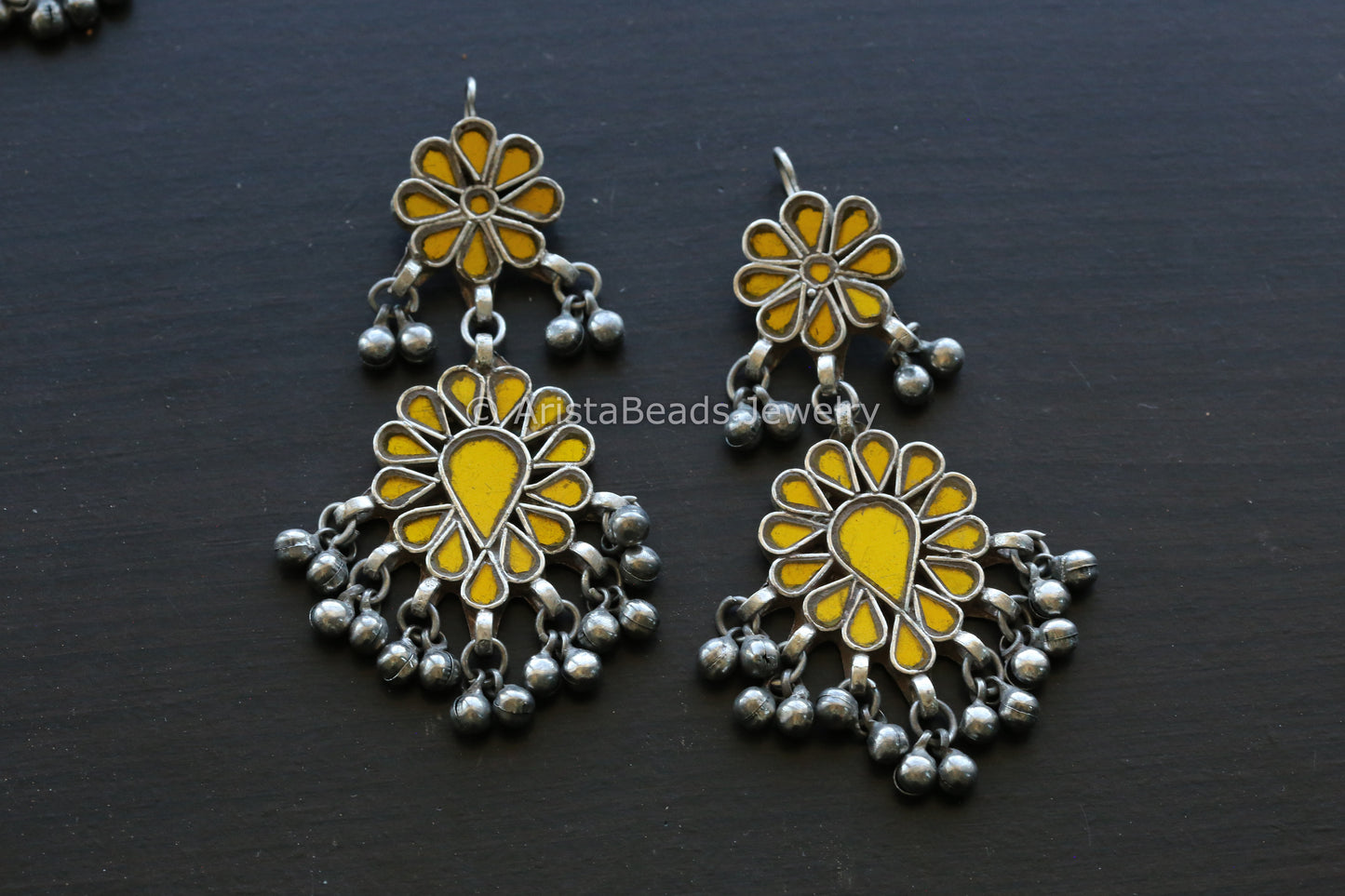 Darpan Real Glass Earrings - Yellow