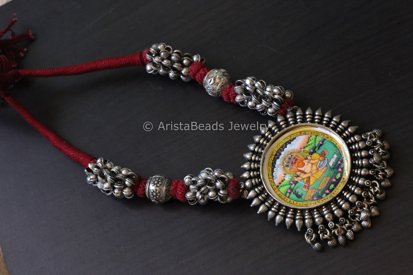 Hand Painted Silver Look Necklace
