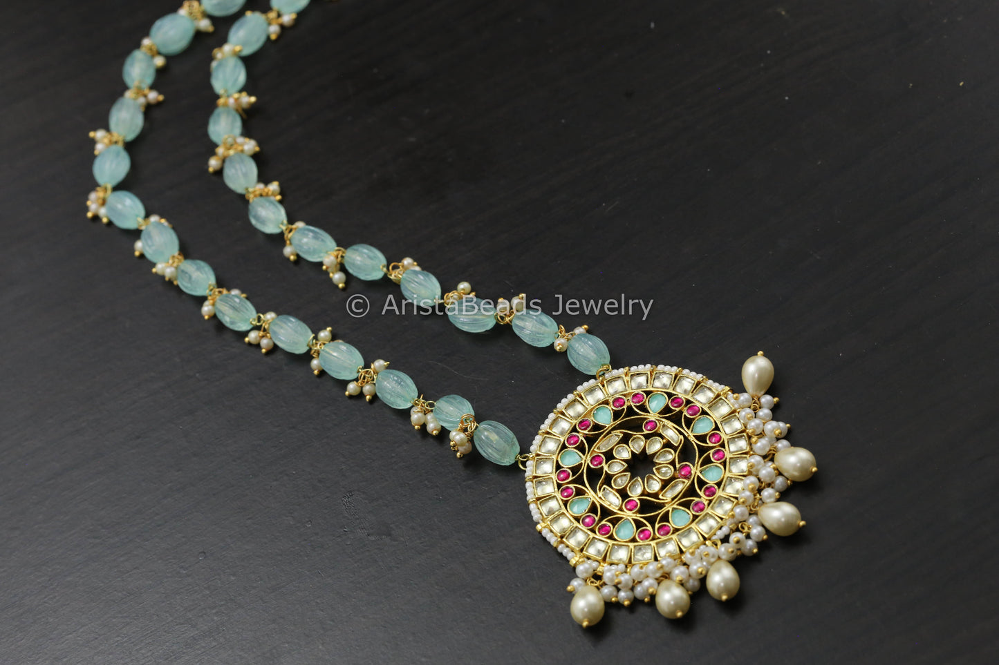 Mint Pachi Kundan Necklace