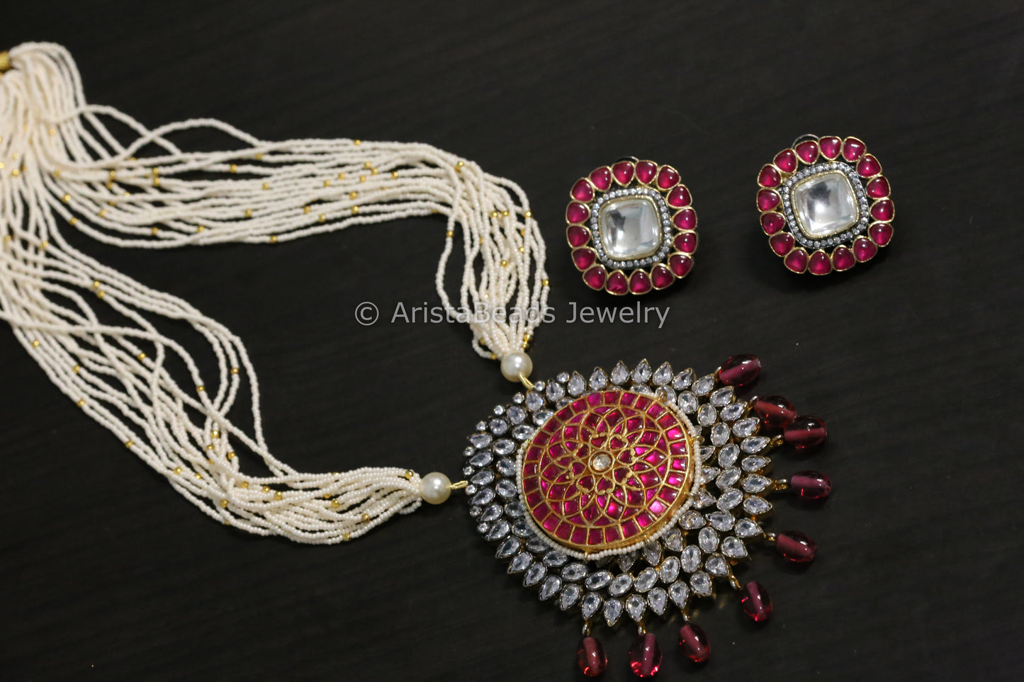 Contemporary Dual Tone Jadau Kundan Polki Set