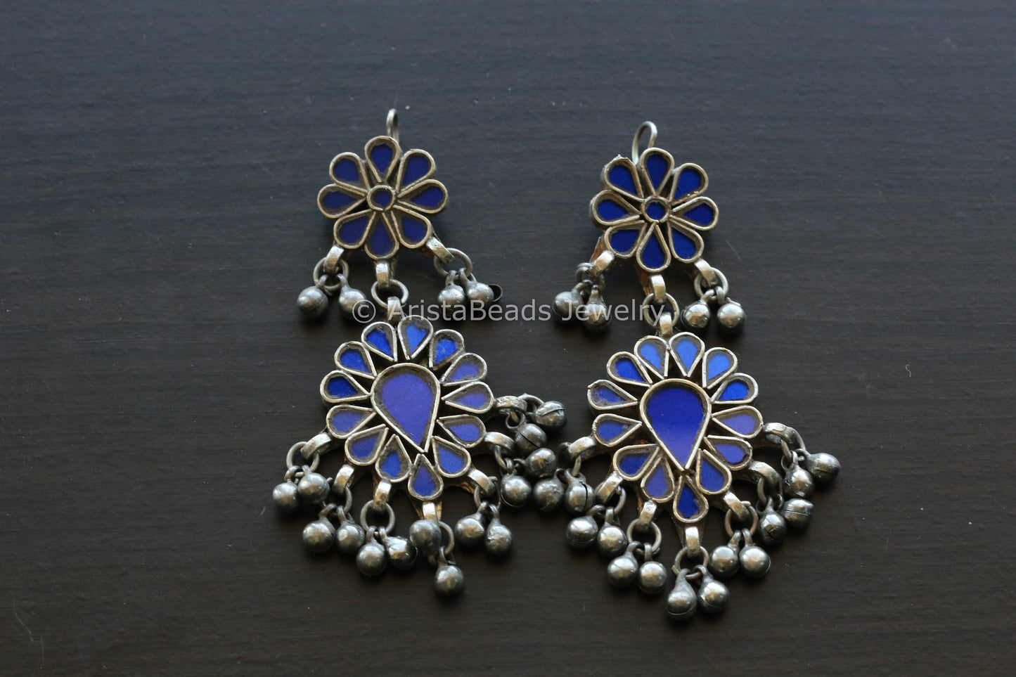 Darpan Real Glass Earrings - Blue