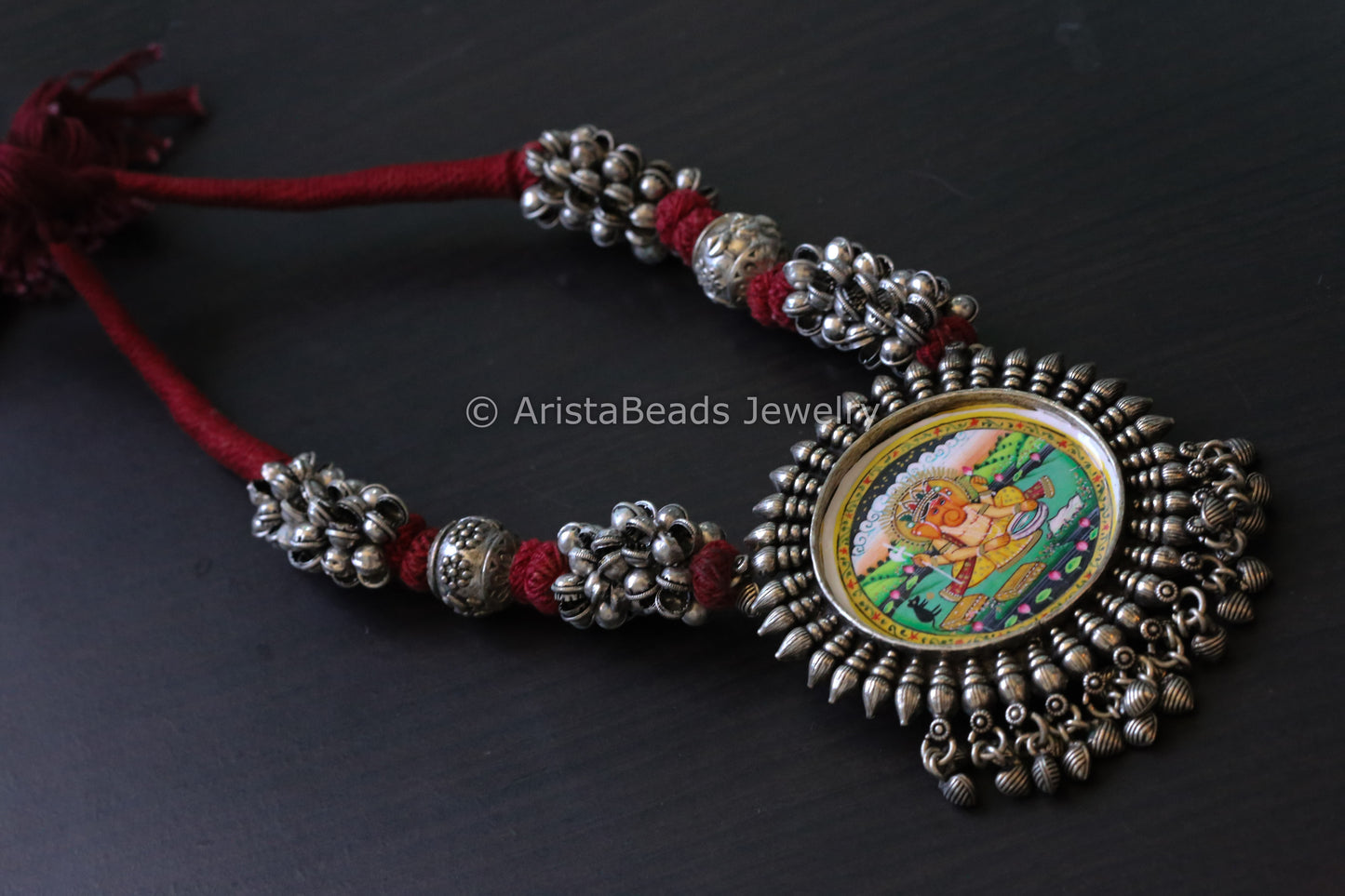 Hand Painted Silver Look Necklace
