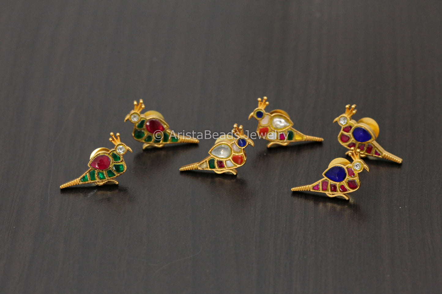 Jadau Real Silver Look Alike Small Bird Earrings