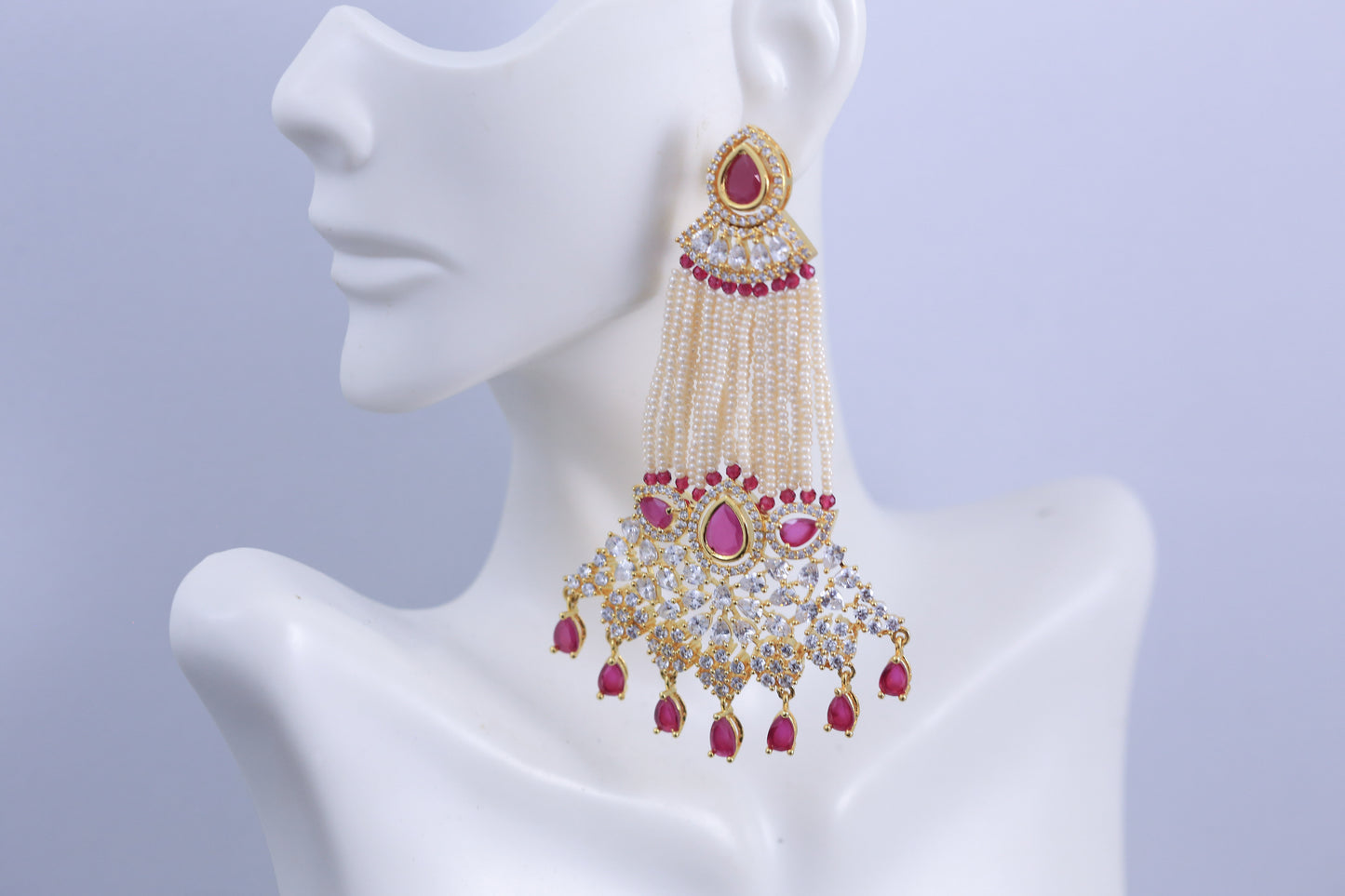 Victorian Pasa Ruby CZ Earrings