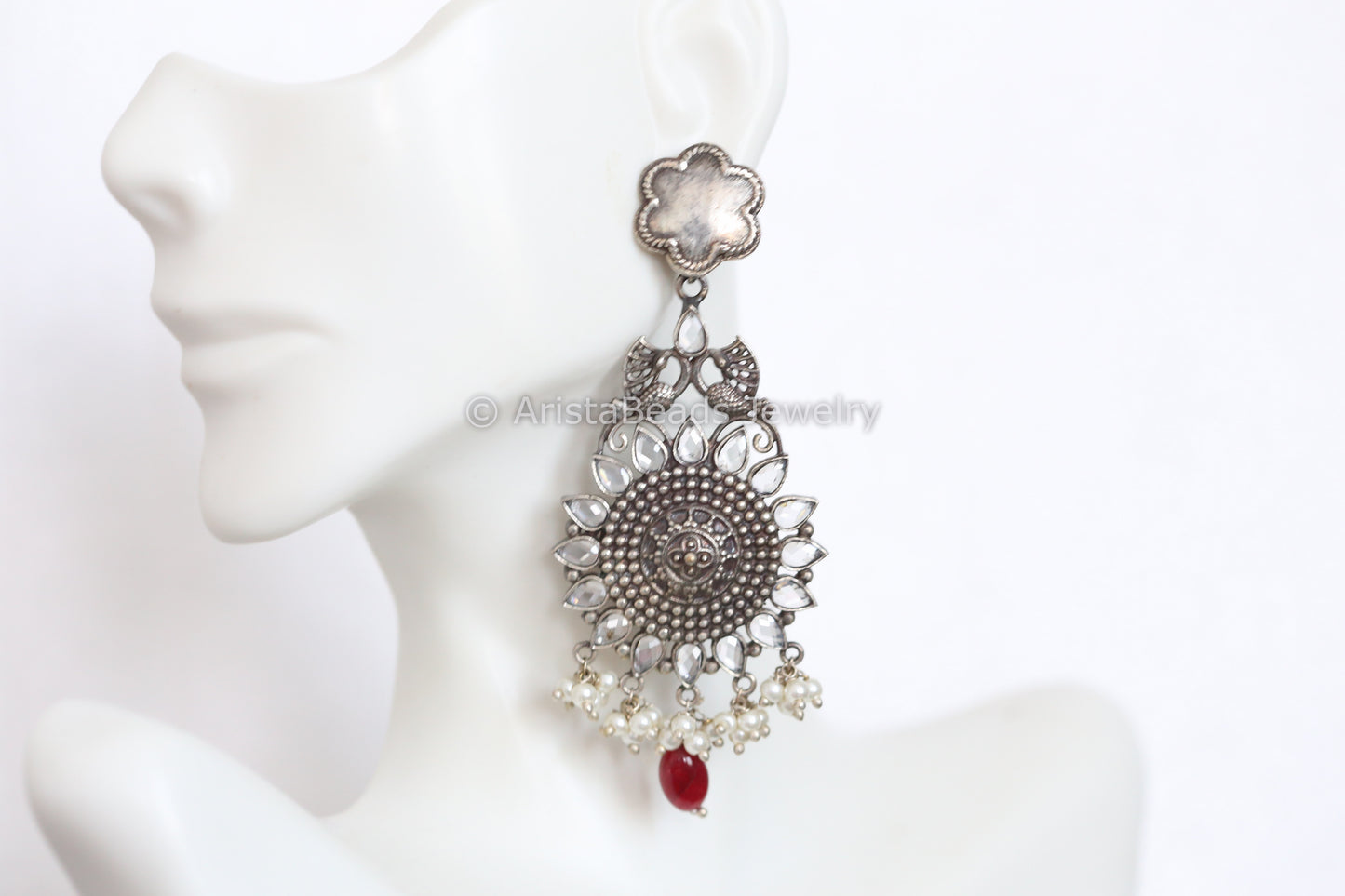 Clear Silver Finish Earrings