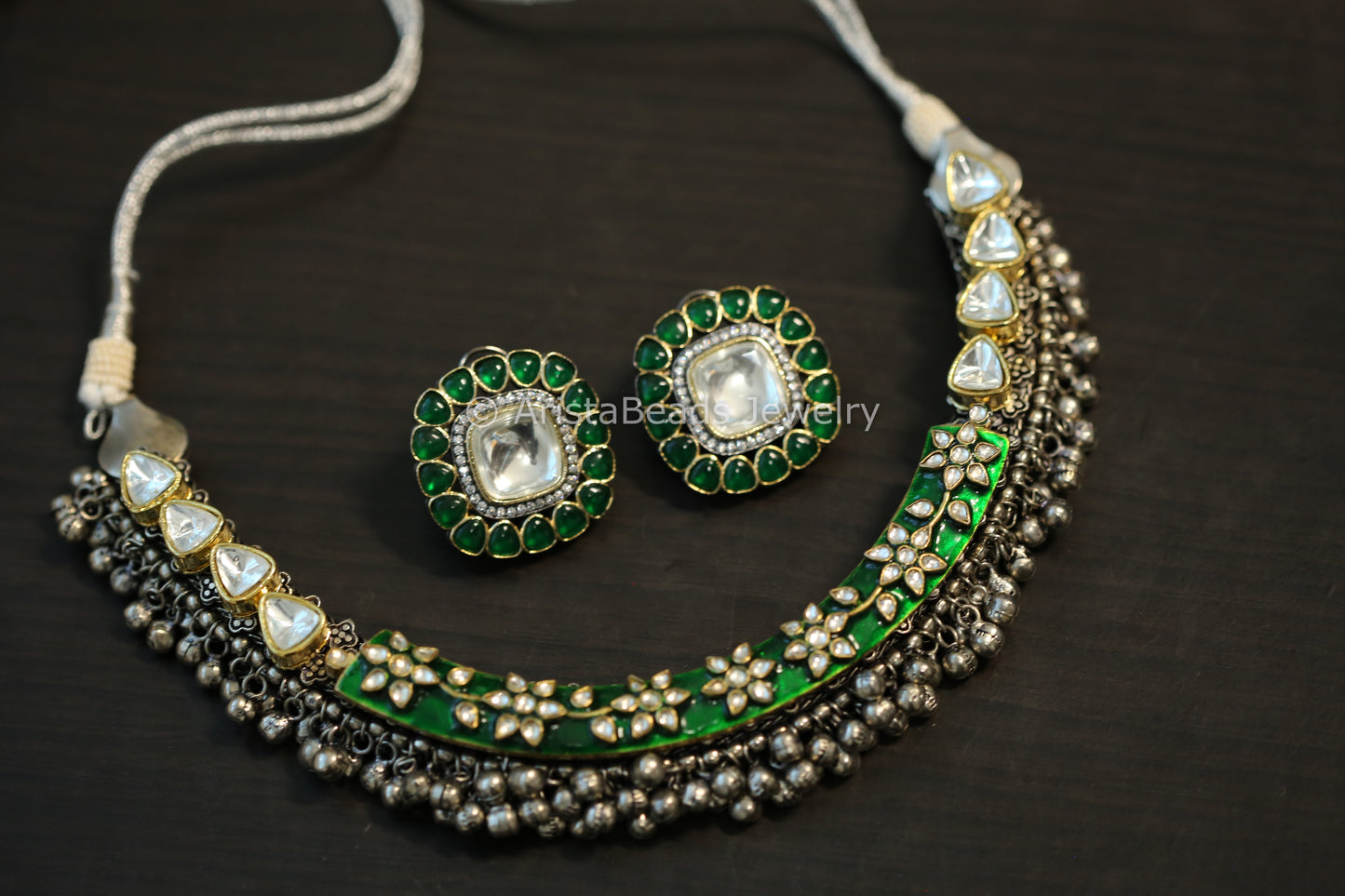 Contemporary Dual Tone Enamel Kundan Set