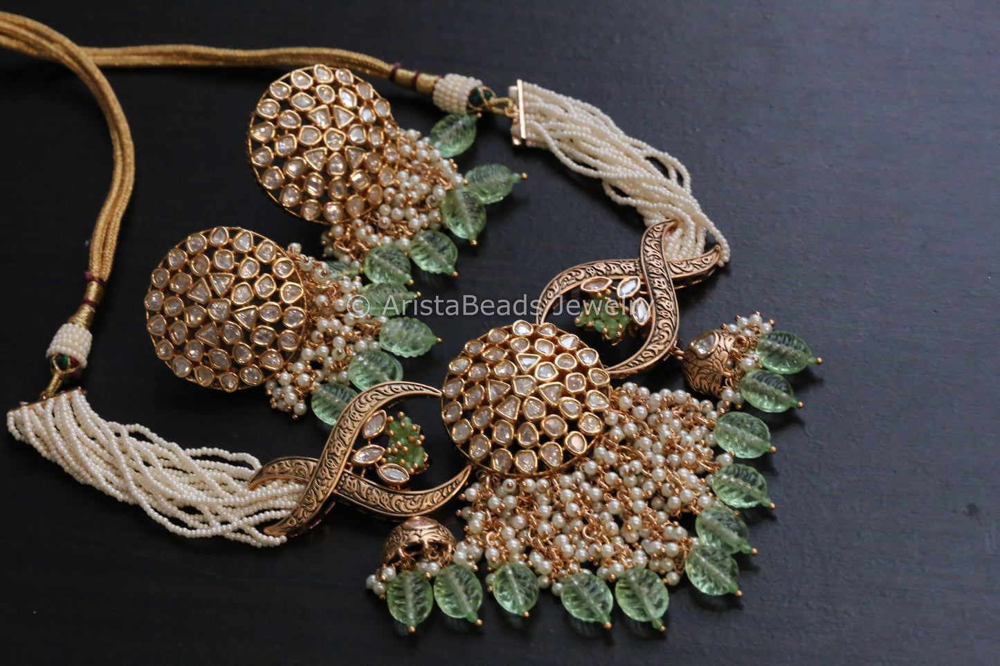 Uncut Polki Kundan Choker Set - Mint Drops
