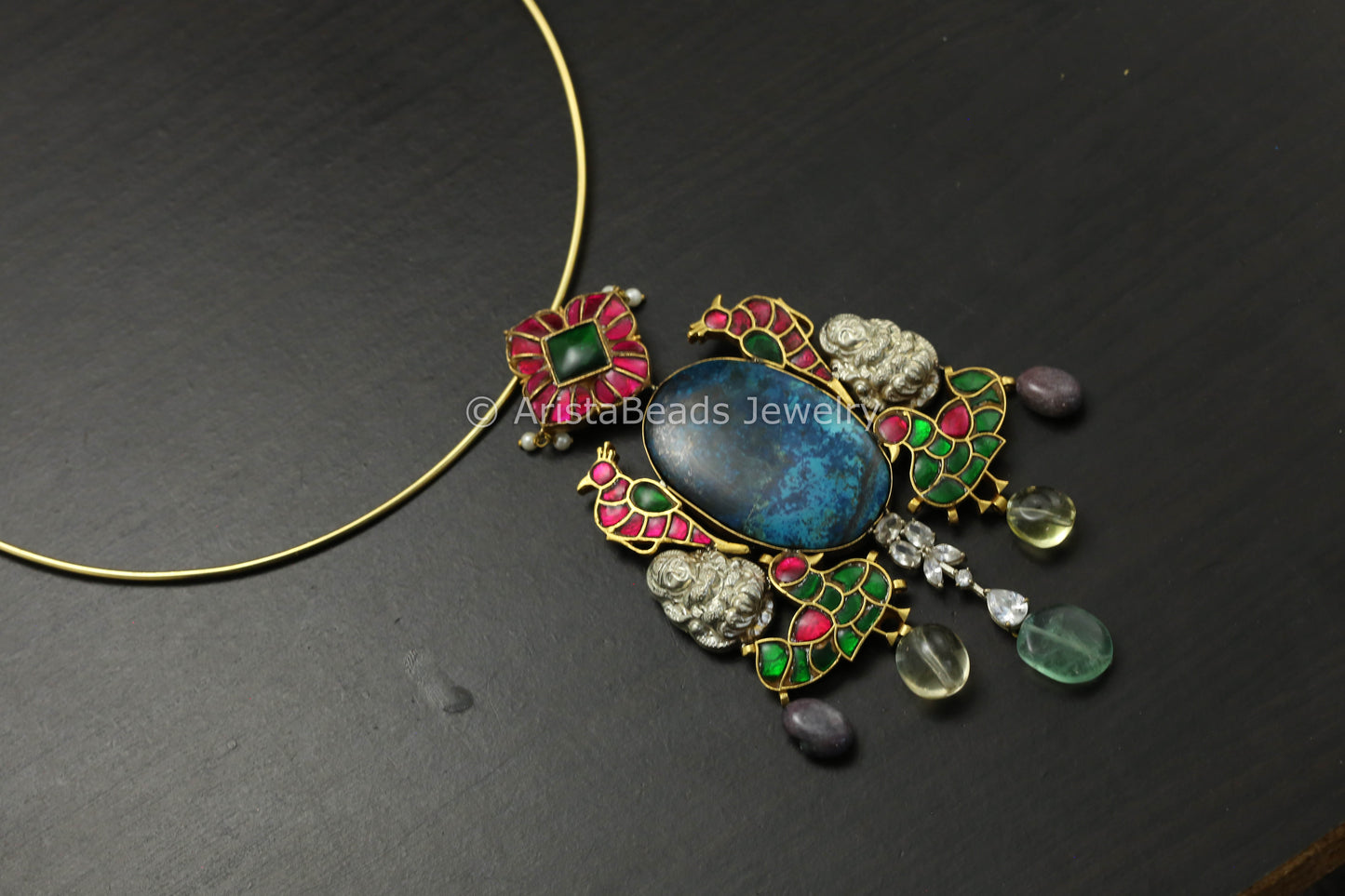 Contemporary Fusion Jadau Hasli Necklace - Jasper