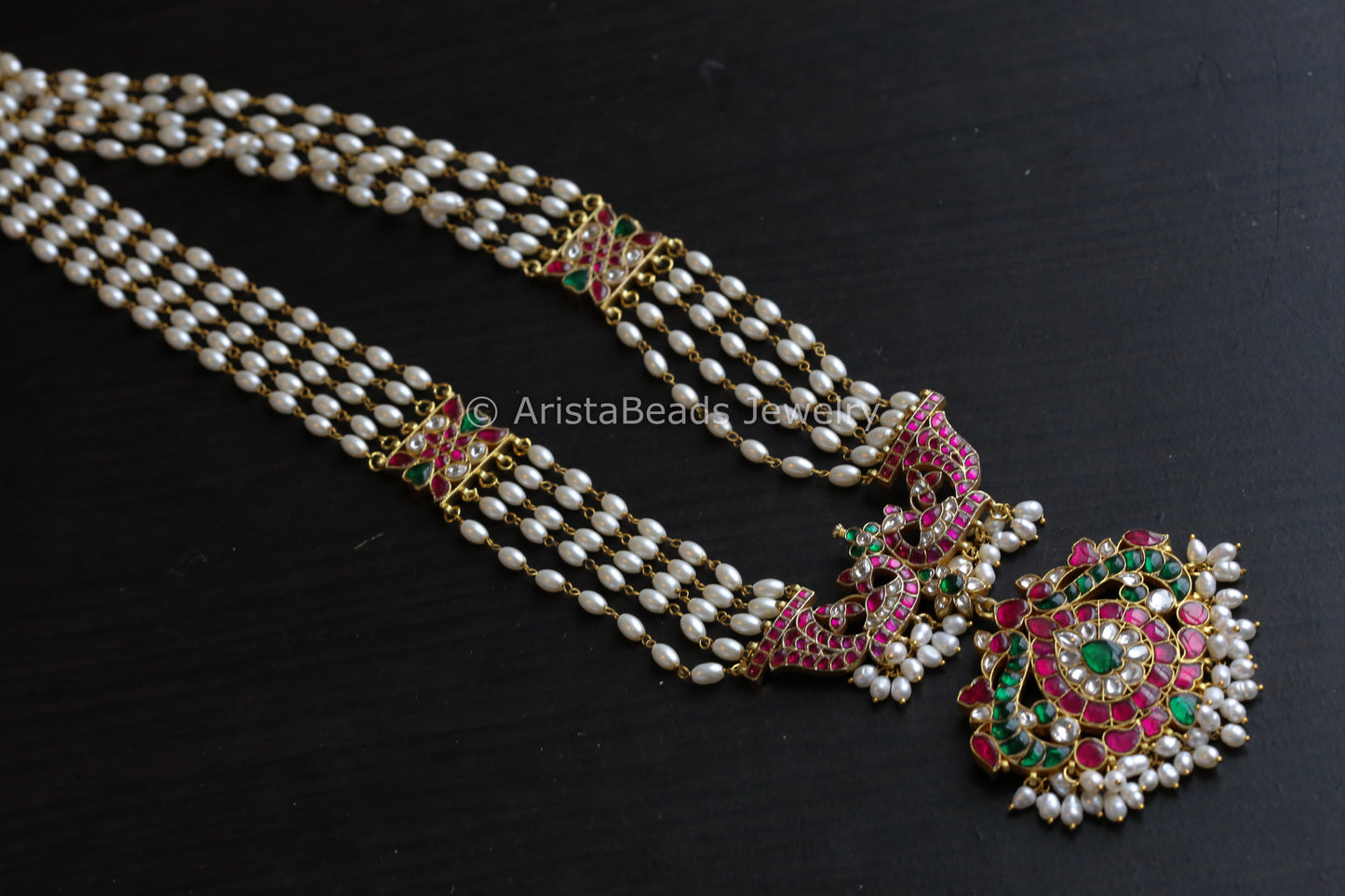 Long Jadau Kundan & Pearls Necklace